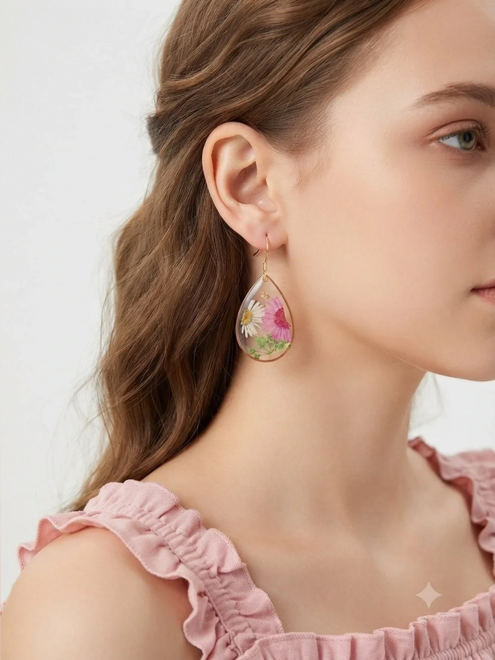 Pressed Flower Teardrop Earrings | Real Dried Flower Resin Dangles
